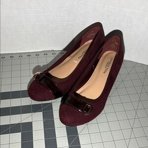 London Fog Maroon Flats with Buckle Detail